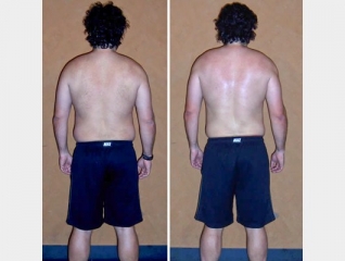 before and after back view photo of a male transformation client who lost 24.6 pounds in just 40 days
