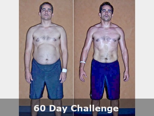before and after front view photo of male body transformation client after 60 days of diet and exercise with Jason Smith